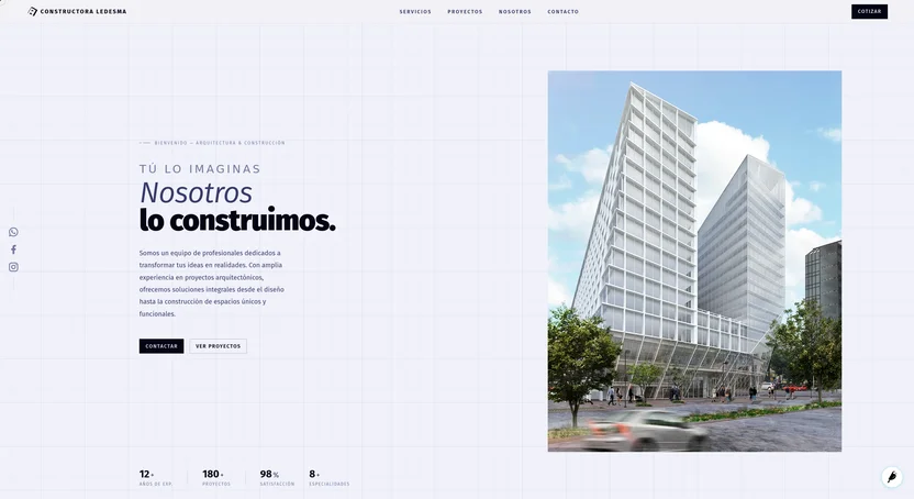 Screenshot of the constructoraledesma.com home page.