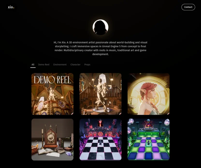 Screenshot of the Xio.art homepage.